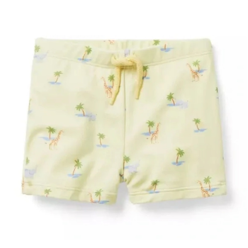 NWT Janie and Jack Yellow Safari Elephant Giraffe Baby Swim Shorts 3-6 Months